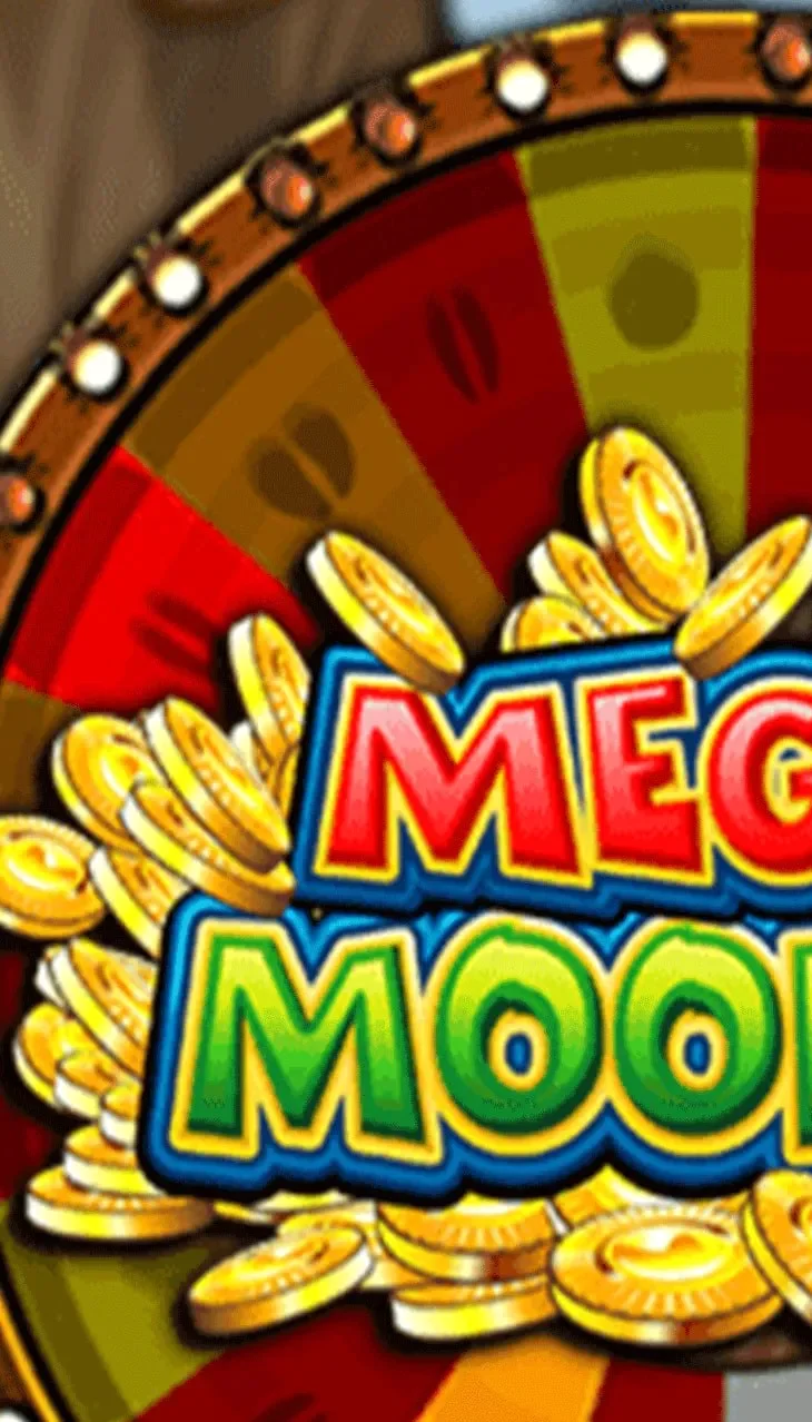 Mega Moolah spelgränssnitt — 5 rullar, bet controls, spin-knapp