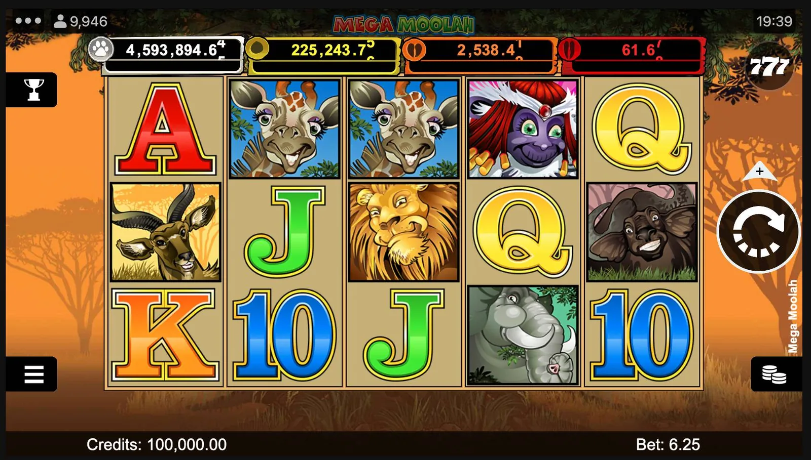 Mega Moolah demoläge — gratis demo med identisk RTP 88,12% och RNG